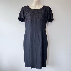 Donna Ricco Vintage Lace Top Sheer Tie in Back Dress Size 10